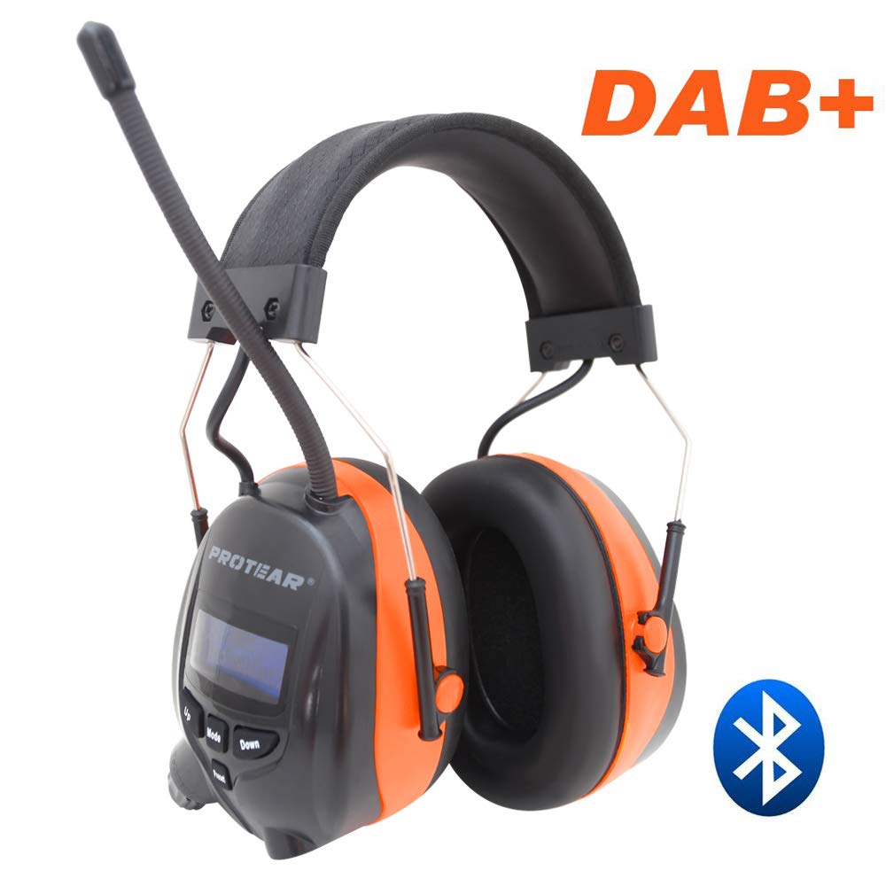 PROTEAR Ear Defenders with DAB+/FM Radio & Bluetooth, Noise Cancelling Wireless Headphones for Workshop, Garden/Mowing, CE Certified SNR 30dB