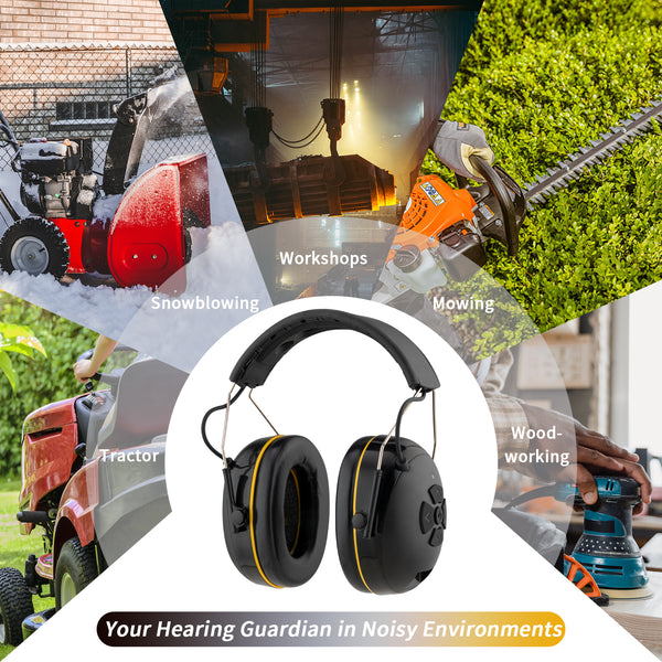 (Upgraded) E6850 Bluetooth 5.1 Hearing Protection with Integrated Microphone, High-Fidelity Speakers,48H+Playtime, Ideal Ear Muffs for Noise Reduction for Mowing, Workshop, Woodworking, NRR 25dB