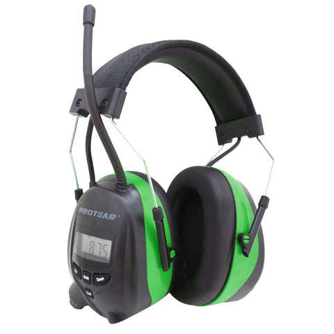 Protear Ear Defenders with Bluetooth & Radio FM/AM, Built-in Rechargeable Lithium Battery and Microphone,Ear Protectors for Workshop,Garden/Mowing,Tractors, CE Certified SNR 30dB